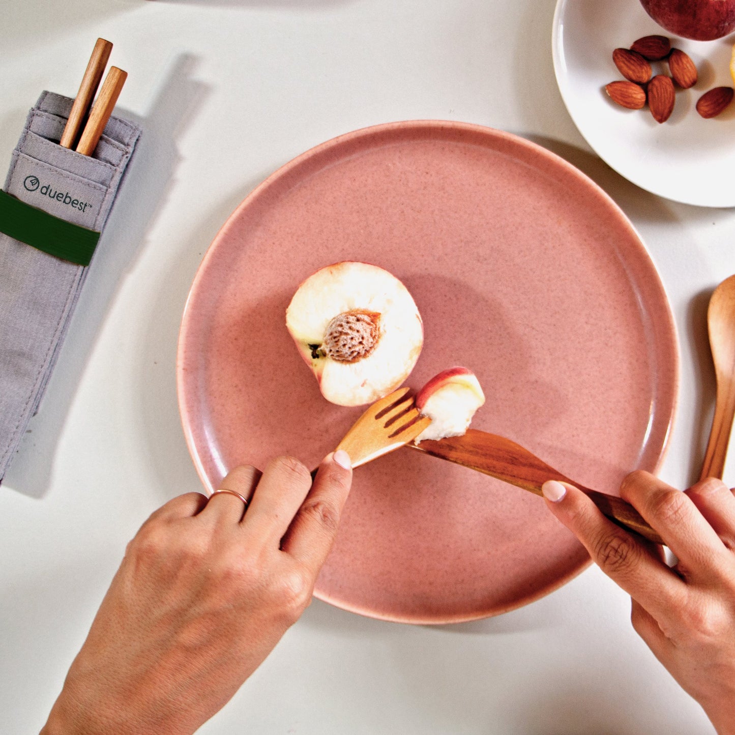 Duebest Reusable Wooden Cutlery Set & Straw