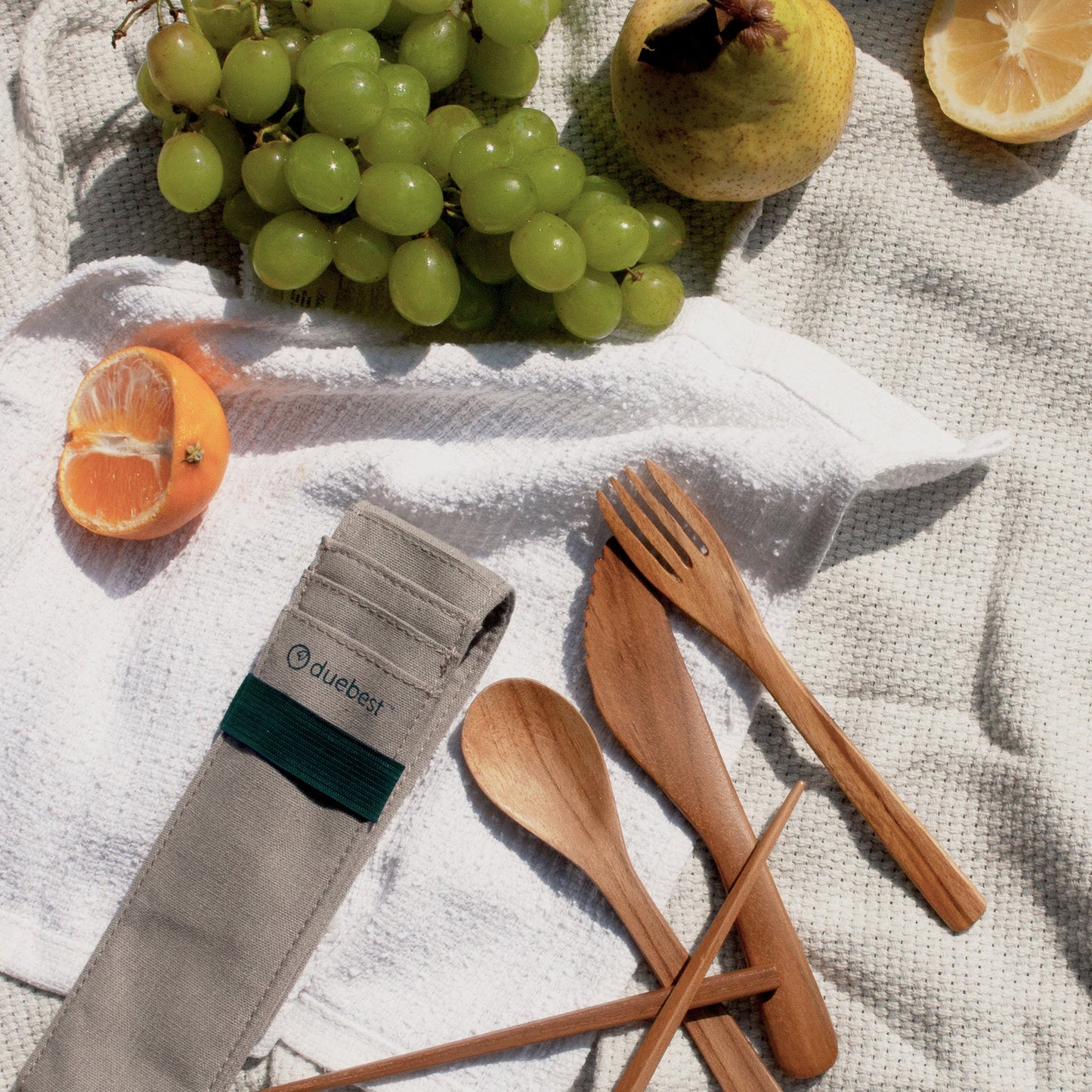 Duebest Reusable Wooden Cutlery Set & Straw