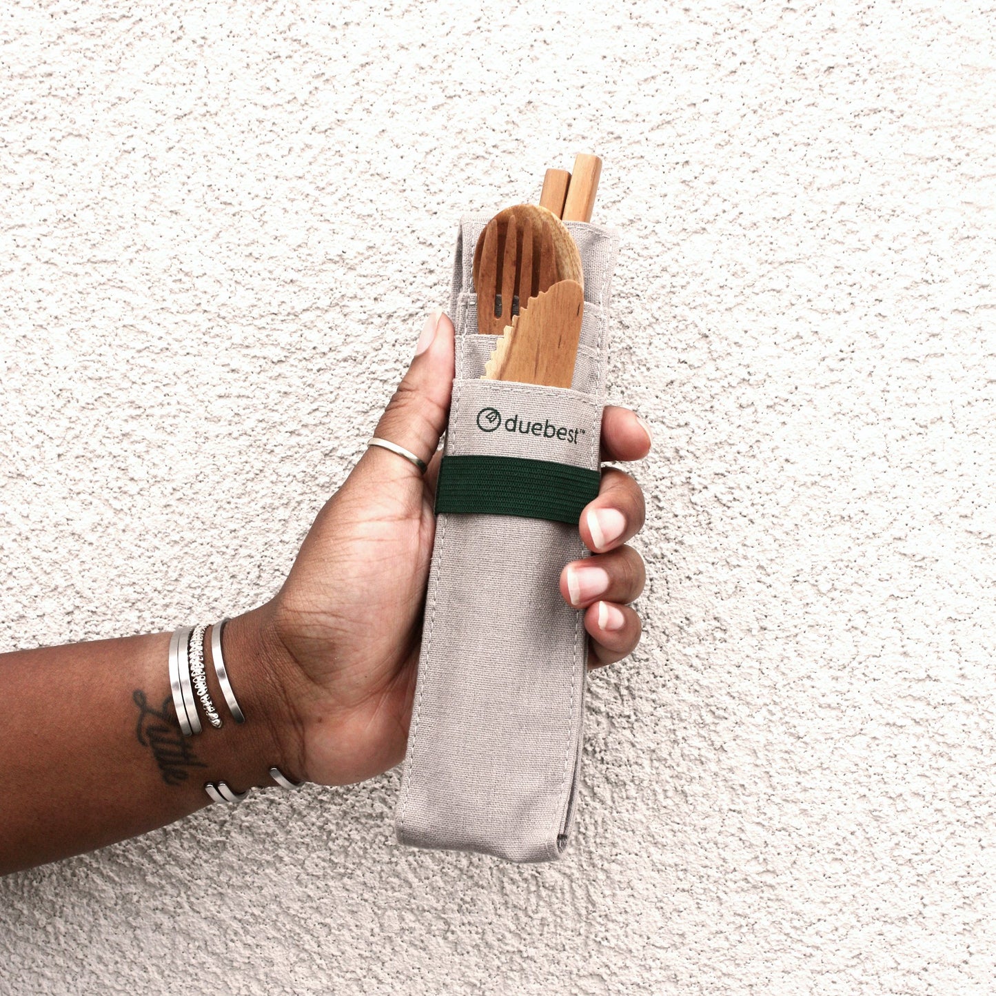 Duebest Reusable Wooden Cutlery Set & Straw