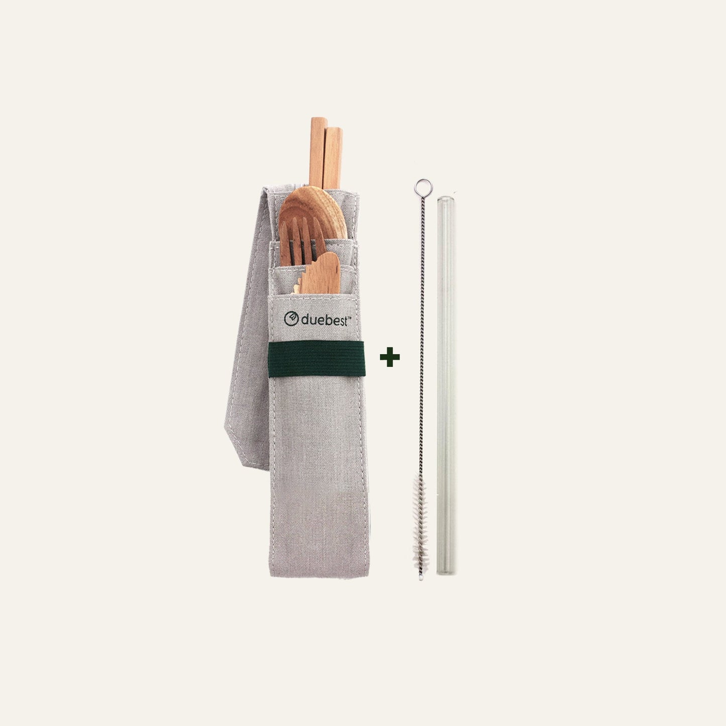 Duebest Reusable Wooden Cutlery Set & Straw